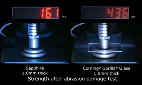 蓝宝石玻璃和大猩猩玻璃对比图