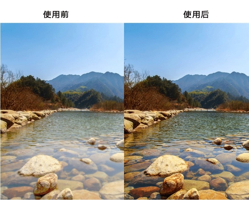 单反相机前偏振滤镜效果